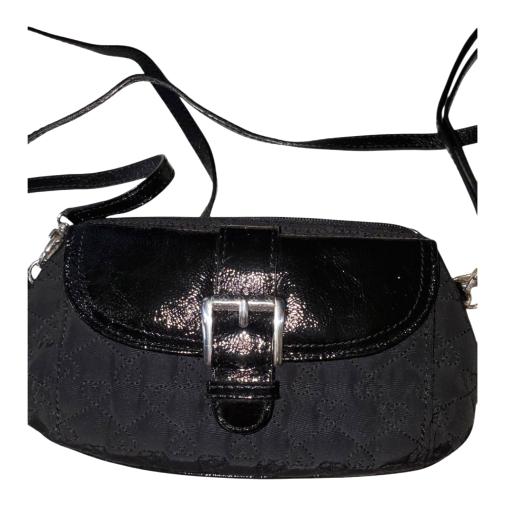 Black Small Shoulder Bag Strap Magnetic Closure Buckle Animal Print Lining